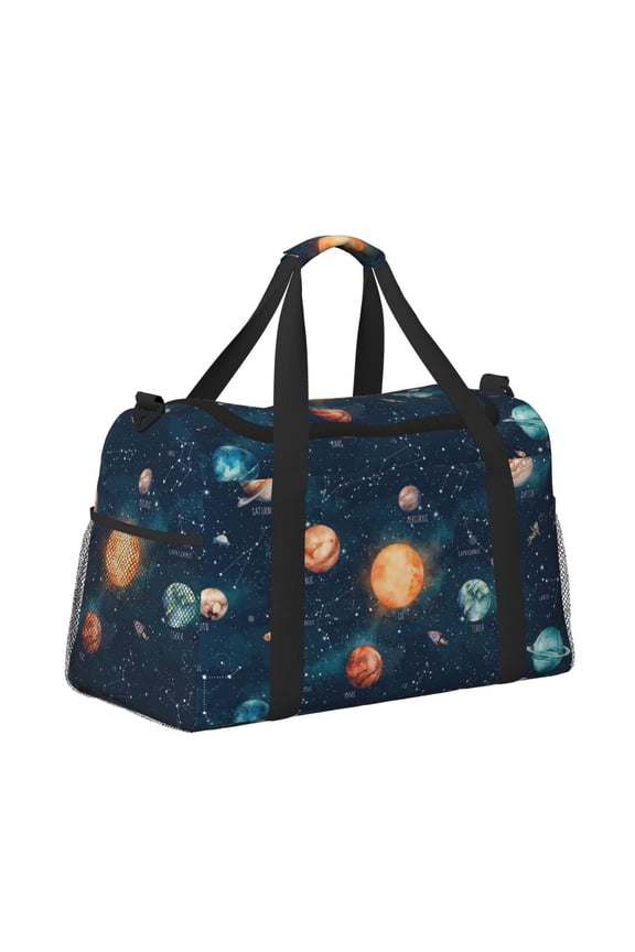 Solar System And Planets for Travel Duffle Bag with Adjustable Strap - Large Capacity Hand Carry for Gym Sports Outdoor