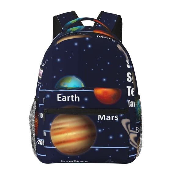 Horeoi Solar System Print Eco-Friendly Lightweight Student Backpack for School Travel - Ergonomic Padded Laptop Compartment & Multi-Pocket Design