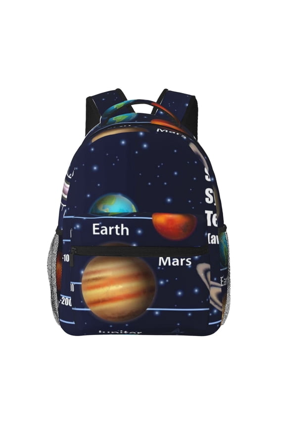 Solar System Print Eco-Friendly Lightweight Student Backpack for School Travel - Ergonomic Padded Laptop Compartment & Multi-Pocket Design