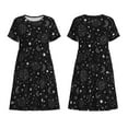 thumbnail image 1 of Horeoi Space Galaxy Print Women's Short Sleeve Dress Breathable Polyester-Spandex All-Over Print A-Line Side Pockets Elastic Waist, 1 of 6