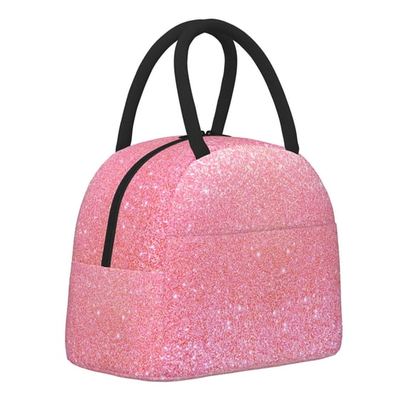 Horeoi Sparkly Glitter Pattern Large Insulated Lunch Bag for Work, School, Picnic - Waterproof, Durable Oxford Cloth, Comfortable Handle-Black