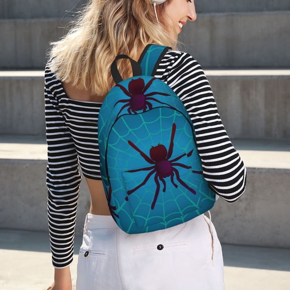 Horeoi Spider And Cobweb for Canvas Backpack for School Outdoor Travel Use Men Women Teenagers Large Capacity with Adjustable Shoulder Straps