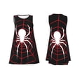thumbnail image 1 of Horeoi Spider On The Web Print Women's Sleeveless Dress Cotton-like Flared Hem Deep Side Pockets Above-Knee, 1 of 6
