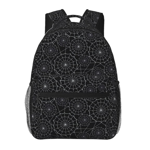 Horeoi Spider Web Black Print Eco-Friendly Lightweight Student Backpack for School Travel - Ergonomic Padded Laptop Compartment & Multi-Pocket Design