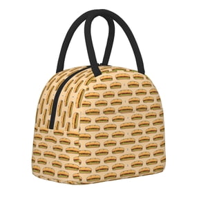 Horeoi Submarine Sub Sandwich Pattern Large Insulated Lunch Bag for Work, School, Picnic - Waterproof, Durable Oxford Cloth, Comfortable Handle-Black