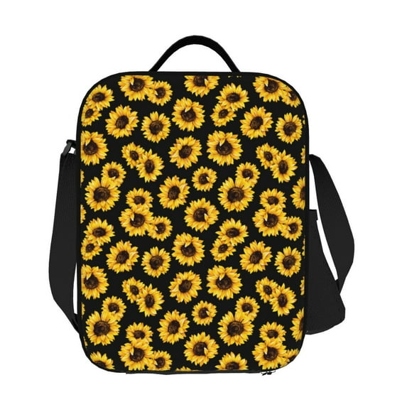 Horeoi Sunflower 6 Pattern Insulated Thermal Lunch Bag with Leakproof Compartments for Office School Picnic Reusable Oxford Tote