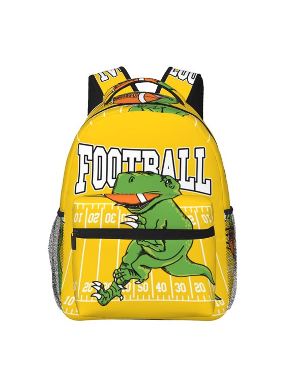 T-Rex Playing Football Print Eco-Friendly Lightweight Student Backpack for School Travel - Ergonomic Padded Laptop Compartment & Multi-Pocket Design