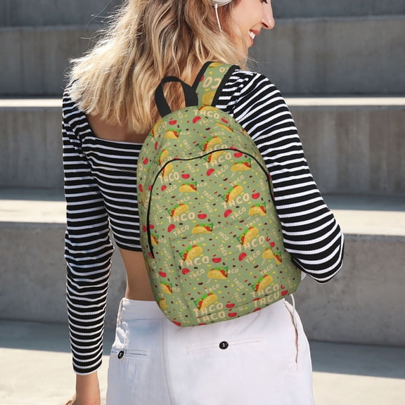 Horeoi Taco for Canvas Backpack for School Outdoor Travel Use Men Women Teenagers Large Capacity with Adjustable Shoulder Straps