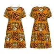 thumbnail image 1 of Horeoi Tiger Print Women's Short Sleeve Dress Breathable Polyester-Spandex All-Over Print A-Line Side Pockets Elastic Waist, 1 of 6