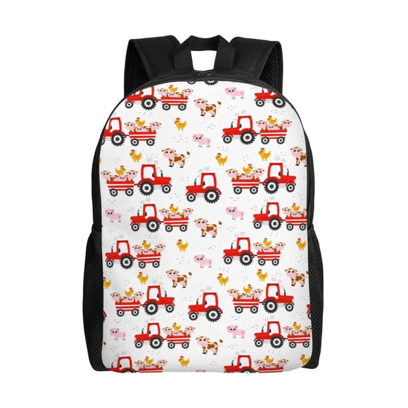 Horeoi Tractor With Farm Animals Print Waterproof 600D Oxford Laptop Backpack for School Travel Work - Lightweight Durable Bag with Adjustable Straps