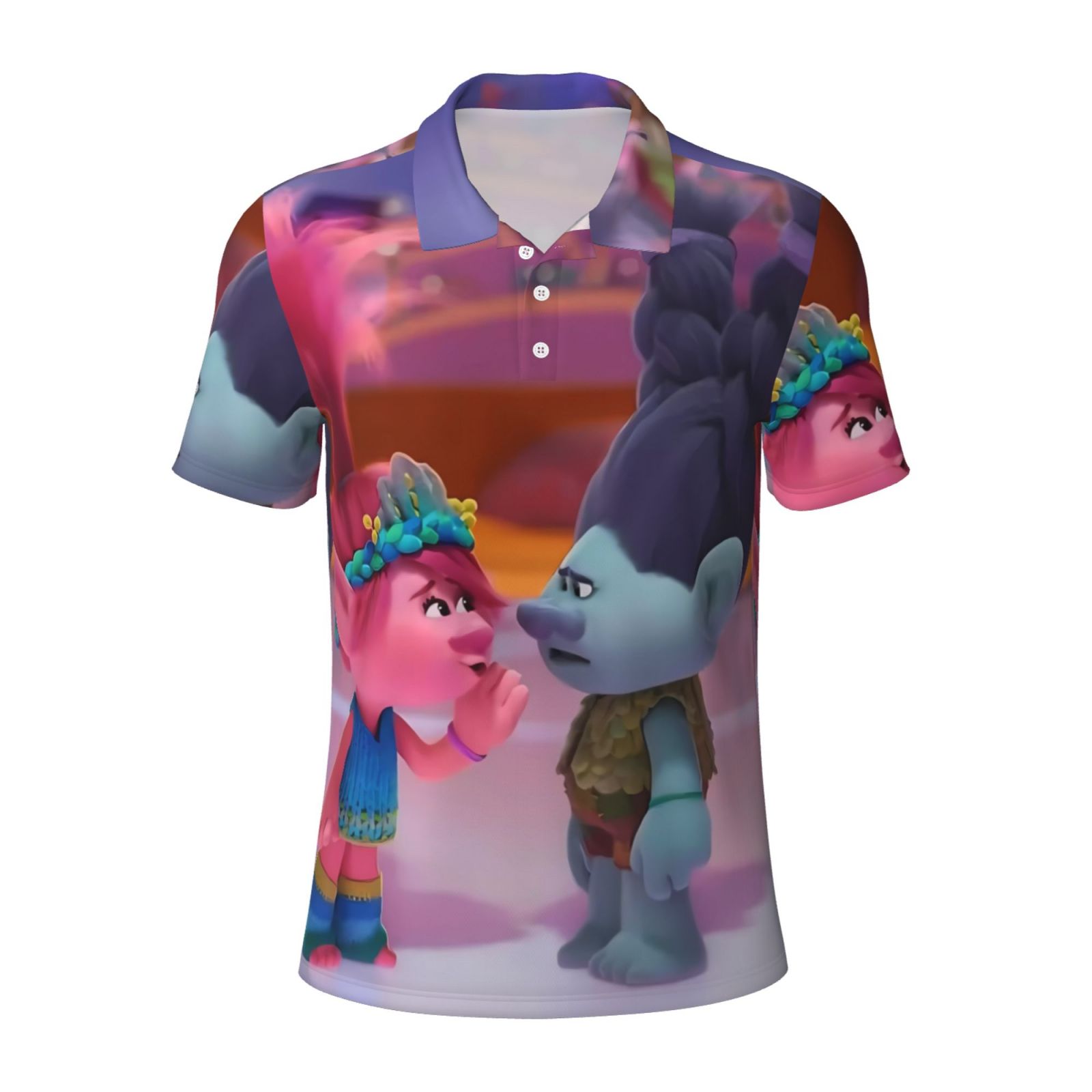 Horeoi Trolls Band Together Print Mens Golf Shirt Moisture Wicking Quick-Dry Print Performance 