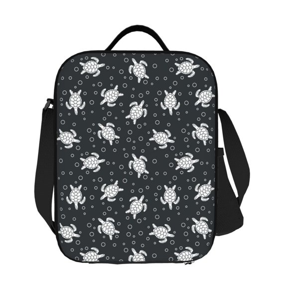 Horeoi Turtle Pattern Insulated Thermal Lunch Bag with Leakproof Compartments for Office School Picnic Reusable Oxford Tote