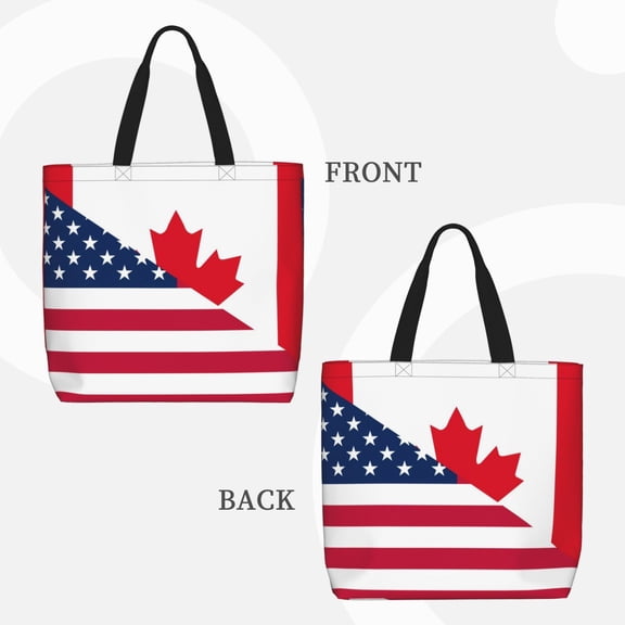 Horeoi USA Canada Flag for ​Reinforced Shoulder Tote Bag Scratch-Proof Design Spacious Organizer Crossbody Carry Daily Commute Must-Have