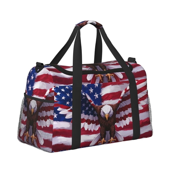 Horeoi USA Eagle with Spread Wings for Travel Duffle Bag with Adjustable Strap - Large Capacity Hand Carry for Gym Sports Outdoor
