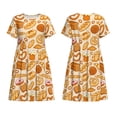 thumbnail image 1 of Horeoi Various Bread Print Women's Short Sleeve Dress Breathable Polyester-Spandex All-Over Print A-Line Side Pockets Elastic Waist, 1 of 6