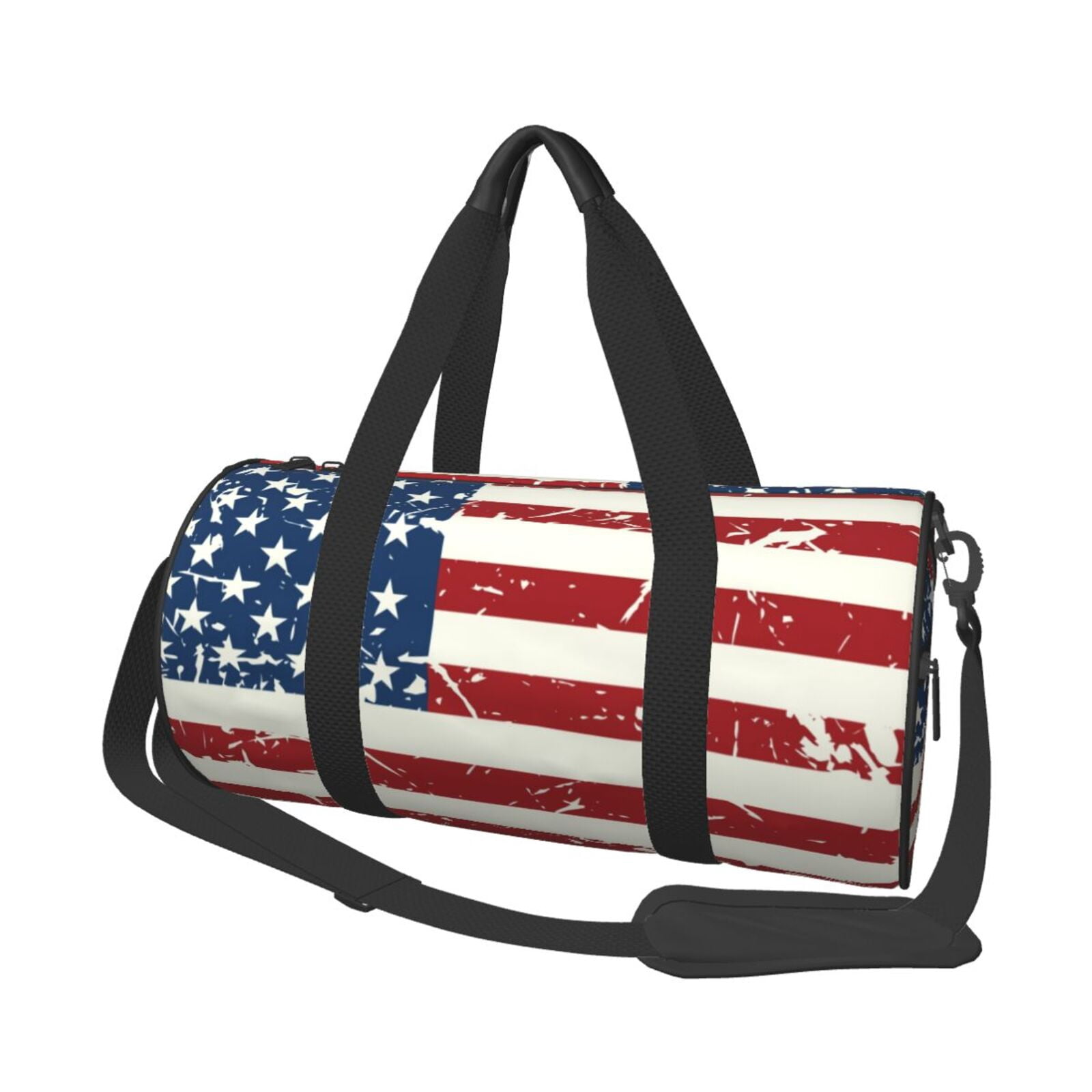 Horeoi Vintage American Flag Print Foldable Travel Duffle Bag with 