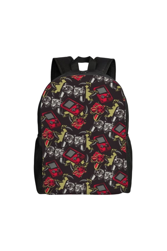 Vintage Gaming Print Waterproof 600D Oxford Laptop Backpack for School Travel Work - Lightweight Durable Bag with Adjustable Straps