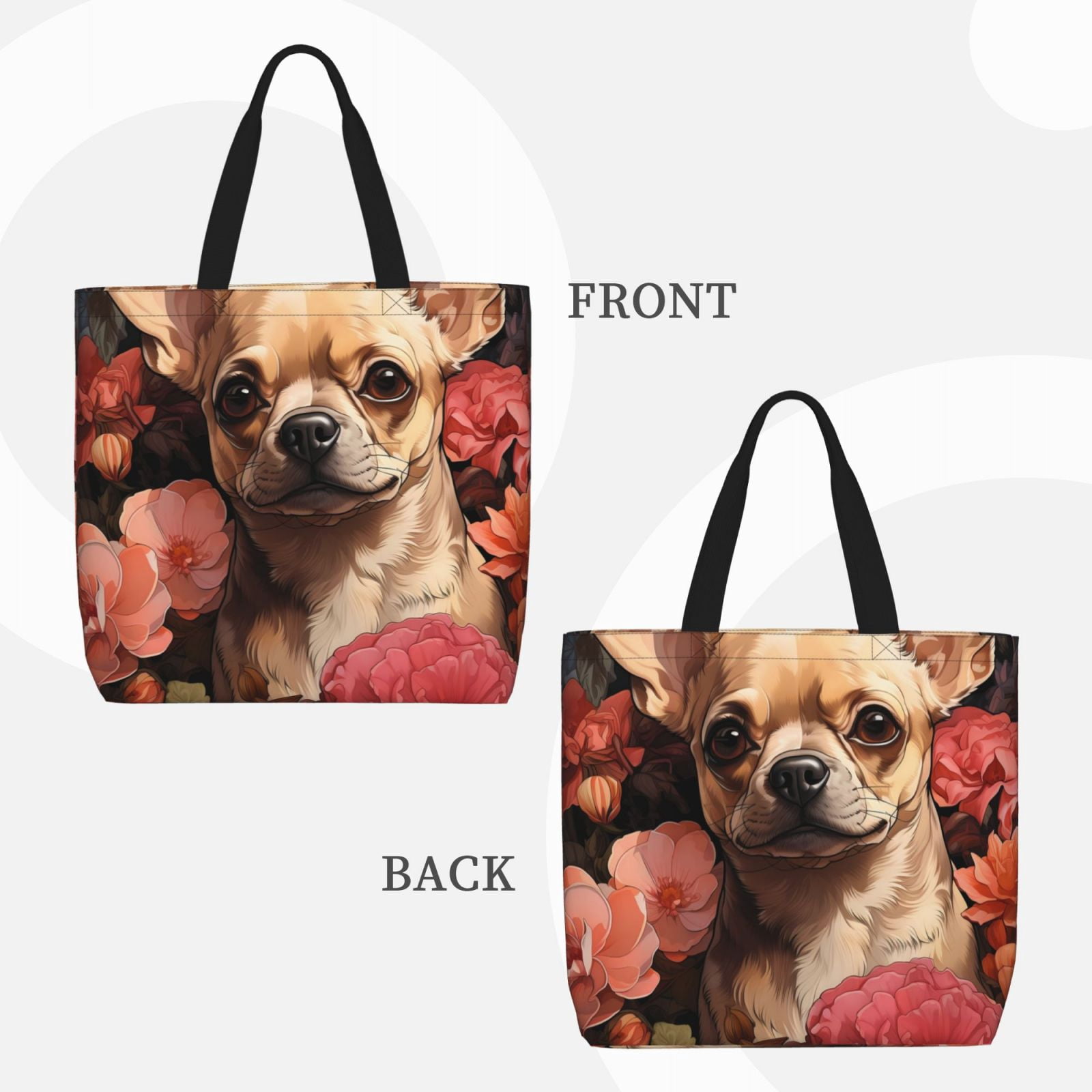 Chihuahua Foldable Tote Bag - Durable Waterproof Nylon, Zippered, 17"x17" - View #11