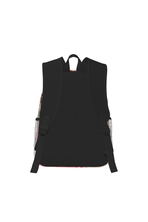 Vintage Typewriter Floral Print Casual Backpack for School Work Travel Hiking with Laptop Compartment and Side Pockets Lightweight Design