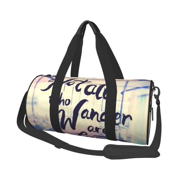 Horeoi Not All Those Who Wander Are Lost Print Foldable Travel Duffle Bag with Removable Strap - Water-Resistant Gym Vacation Luggage Multi-Pocket Design