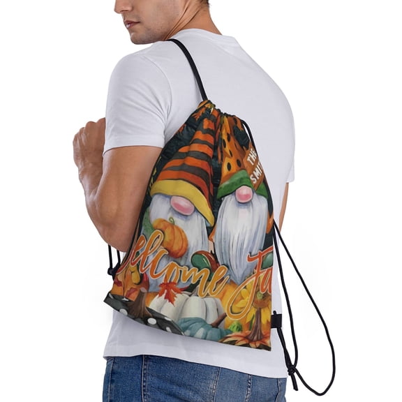 Horeoi Welcom Fall Print Drawstring Bags for Gym Sports Yoga Travel Lightweight Foldable Sackpack for Men Women Teens