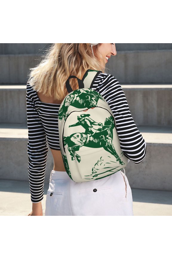 West Cowboys for Canvas Backpack for School Outdoor Travel Use Men Women Teenagers Large Capacity with Adjustable Shoulder Straps