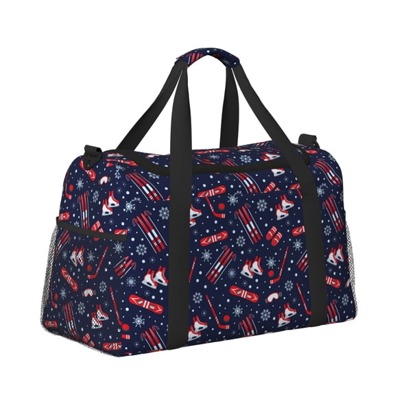 Horeoi Winter Skiing Snowflakes for Travel Duffle Bag with Adjustable Strap - Large Capacity Hand Carry for Gym Sports Outdoor