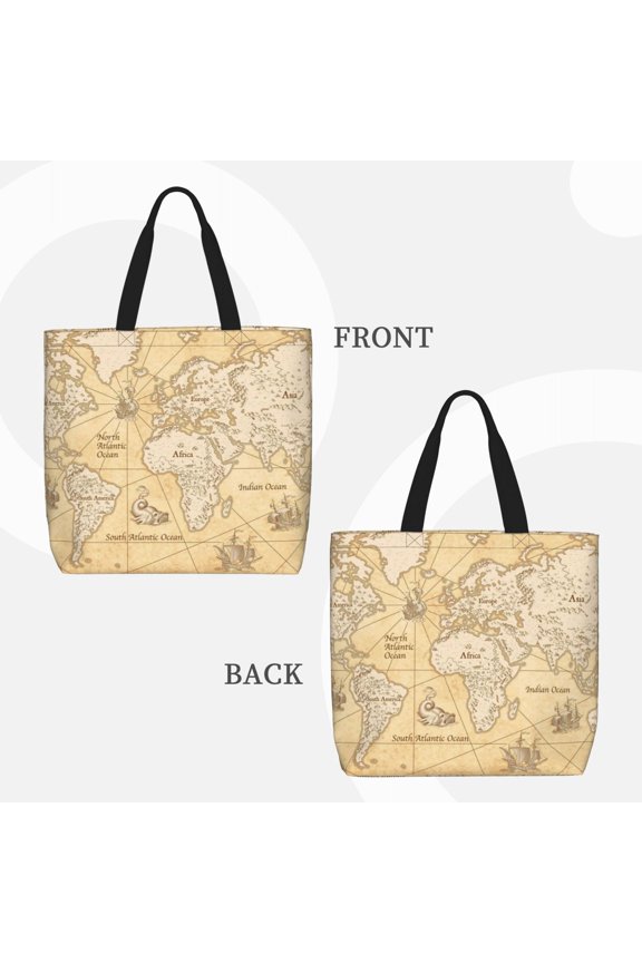 World Map for Reinforced Shoulder Tote Bag Scratch-Proof Design Spacious Organizer Crossbody Carry Daily Commute Must-Have