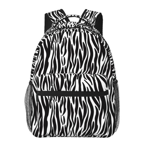 Horeoi Zebra Print Eco-Friendly Lightweight Student Backpack for School Travel - Ergonomic Padded Laptop Compartment & Multi-Pocket Design