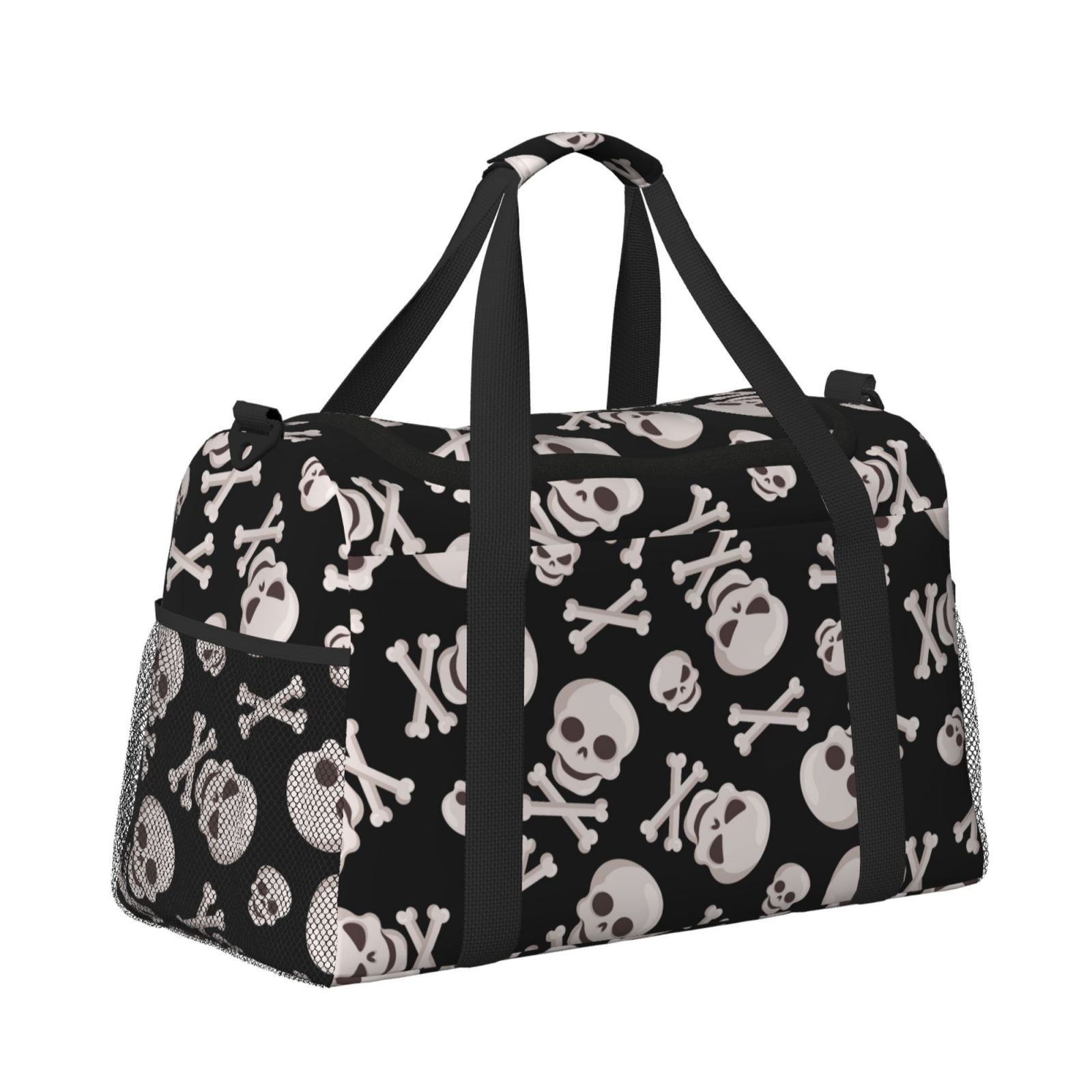 Horeoi black white Skull bone for Travel Duffle Bag with Adjustable Strap - Large Capacity Hand Carry for Gym Sports Outdoor