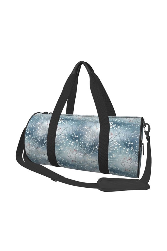 enchanted winter snowflake holly Print Foldable Travel Duffle Bag with Removable Strap - Water-Resistant Gym Vacation Luggage Multi-Pocket Design