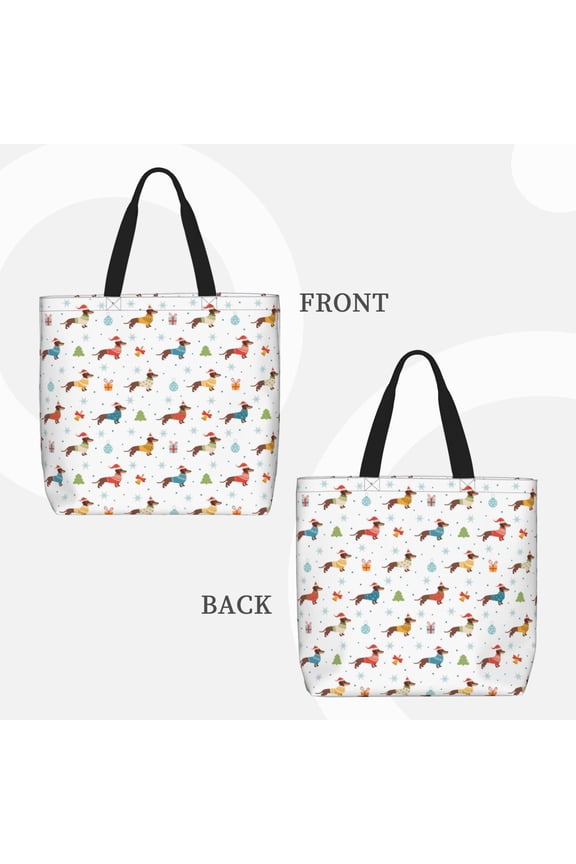winter Snowflake Dachshund for Reinforced Shoulder Tote Bag Scratch-Proof Design Spacious Organizer Crossbody Carry Daily Commute Must-Have