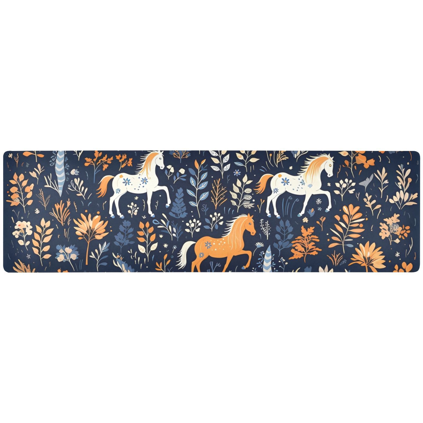 Hores and Floral Rectangle Pot Holders Trivets Non-slip Hot Pads Long ...