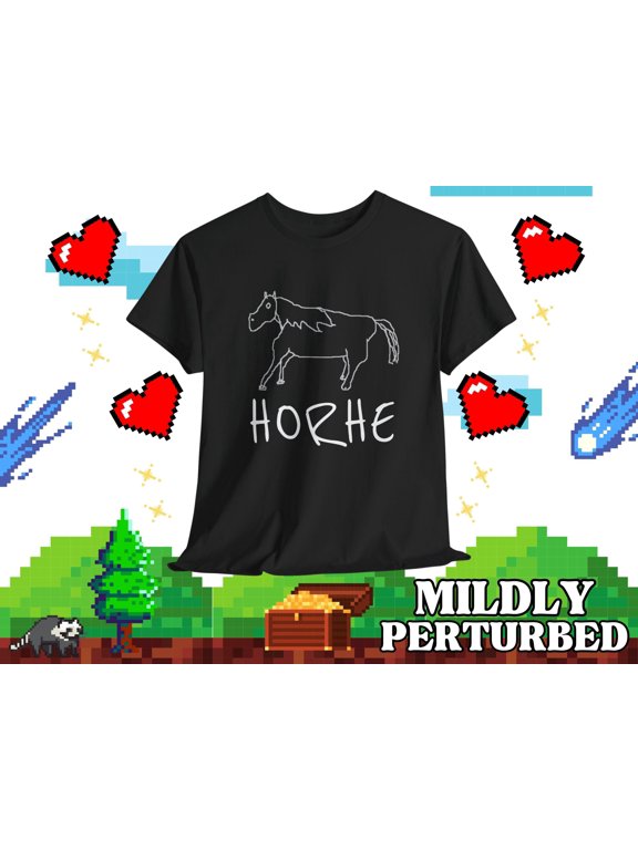 Horhe Funny Badly Drawn Horse T-shirt - Unhinged Shirt, Cursed Meme Tee, Ironic Gag Tshirt, Weird Oddly Specific Gift, Silly Animal Shirt - Good Gift