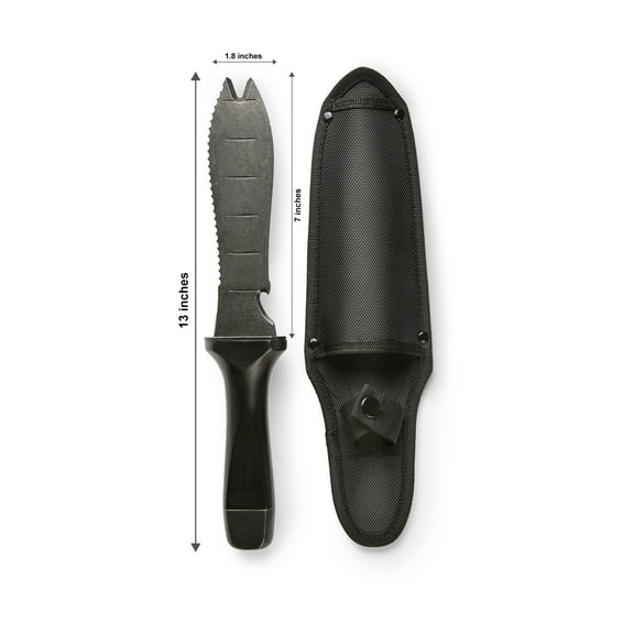 Hori Hori Garden Knife, Traditional Japanese Weeding Tool with ergonomic wooden handle. Hori garden tool with 7'inch blade. (Weeder blade)