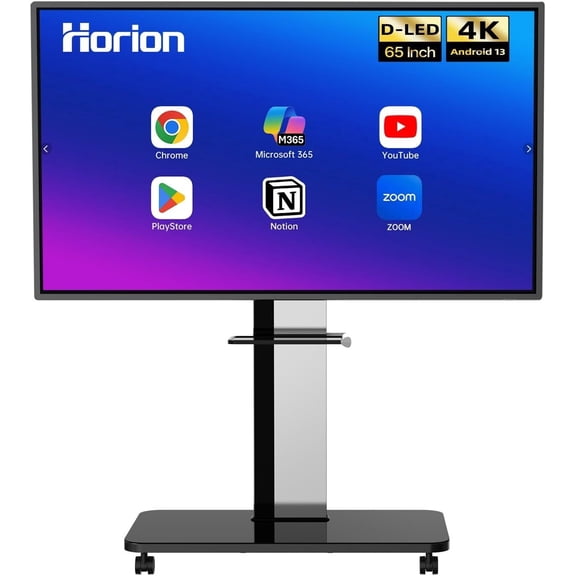 Horion Smart Board 65" 4K UHD Interactive Touch Screen - Android 13 & Windows Ready, 40-Point Multi-Touch for Classroom, Office, Conference