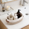 thumbnail image 1 of Horivan 1 Counts Woven Storage Basket for Bathroom Countertop and Toilet Tank, Decorative Organizer with Handles, Multicolor Polyester Basket for Home Decor and Tidying, 1 of 6