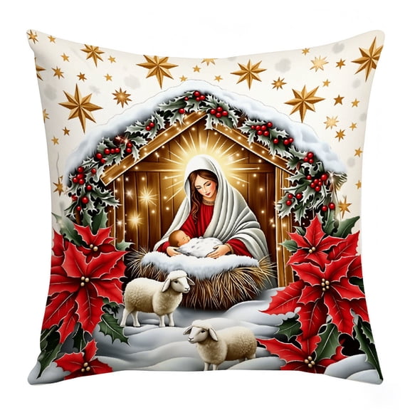 Horivan 1 Packs Christmas Throw Pillow Covers Reversible Soft Linen Blend Holiday Decor for Sofa Bedroom Living Room Festive Home Accents