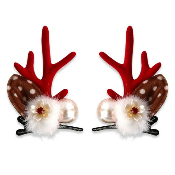Horivan 1 Packs Cute Reindeer Antlers Christmas Hair Clip Festive Holiday Party Accessories for Family Friends Photo Props Long Lasting Xmas Gifts