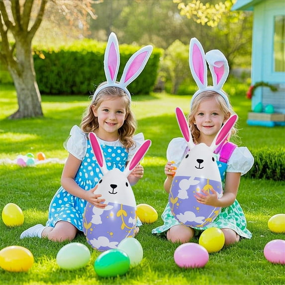 Horivan 1 Packs Easter Inflatable Eggs Outdoor Yard Decorations Large PVC Blow Up Holiday Party Supplies for Spring Festival Courtyard