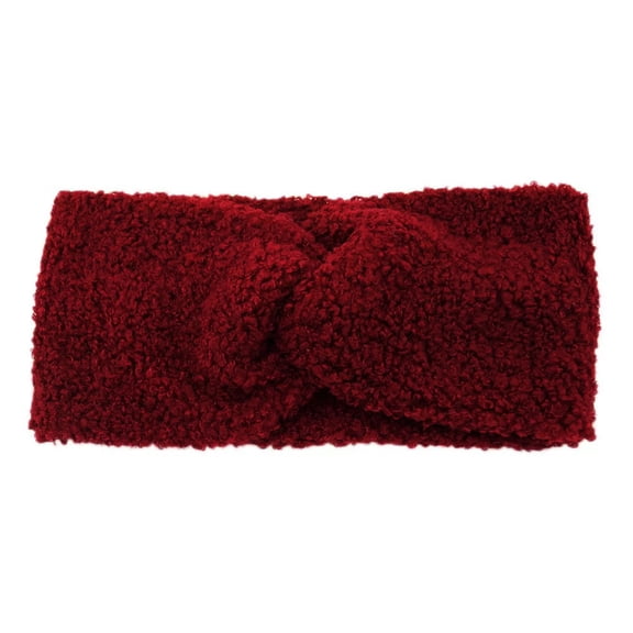 Horivan 1 Packs Teddy Velvet Hairband Winter Warm Ear Protection Elastic Headband for Women Fashion Knot Design Cold Weather Accessories Cozy Headwear