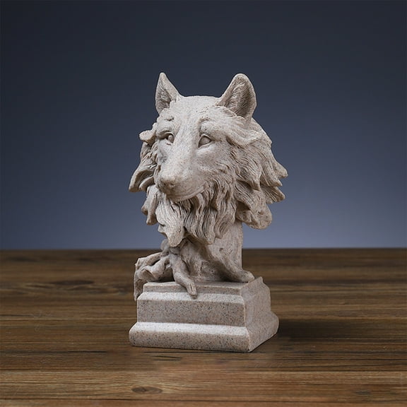 Horivan 1 Packs Wolf Resin Statue Handmade Art Sculpture Home Office Desk Decor for Men Gothic Aesthetic Collectible Gift for Study Living Room Shelf