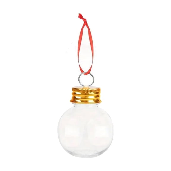 Horivan 1 Pcs Christmas Decorative Plastic Ball Bottle with Lid Thickened Leak Proof Design for Milk Tea Cold Drink Holiday Party Favors Gift Packaging Ornament 50ml Reusable