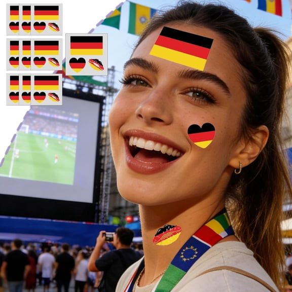 Horivan 10-Piece Football Fan Tattoo Stickers, Vibrant Team Spirit Decals for Game Day Parties, Bar Decor, and Sports Events, Waterproof Temporary Face Body Stickers for Adults