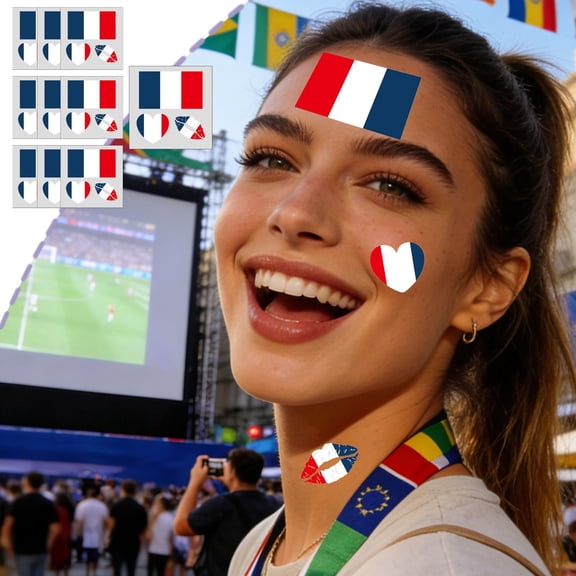 Horivan 10-Piece Football Fan Tattoo Stickers, Vibrant Team Spirit Decals for Game Day Parties, Bar Decor, and Sports Events, Waterproof Temporary Face Body Stickers for Adults