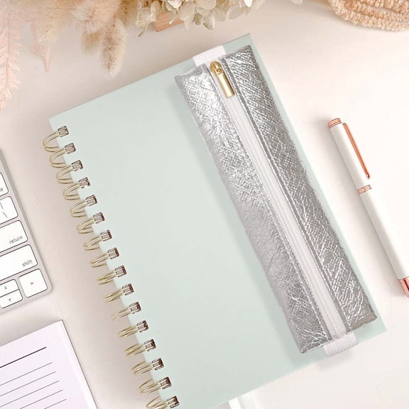 Horivan 19.5cm Elastic Strap Pen Pencil Pouch with Zipper, Slim Notebook Journal Case for Office Travel