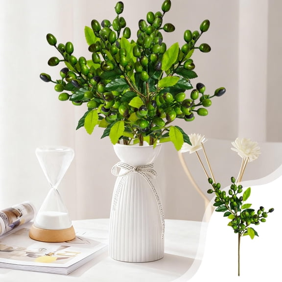 Horivan 2 Counts Artificial Berry Branches Christmas Decor Realistic Plastic Berries Floral Arrangements Home Holiday Party Decoration Long Lasting Faux Greenery