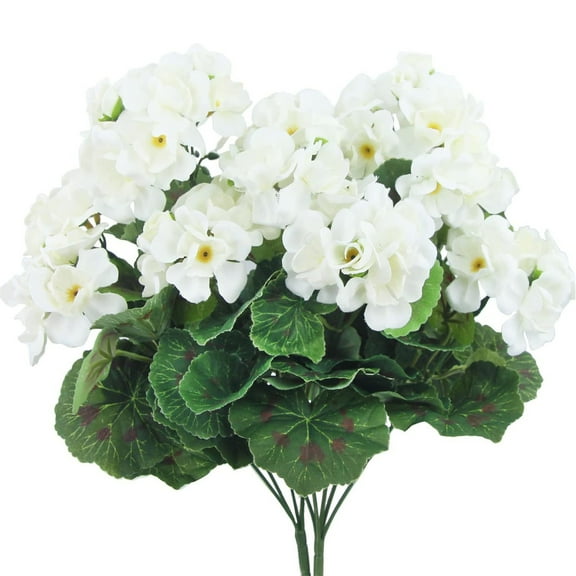 Horivan 2 Pack 34.7cm Artificial Geranium Silk Flower Stems, Faux Hanging Basket Plant for Outdoor Garden Porch Decor