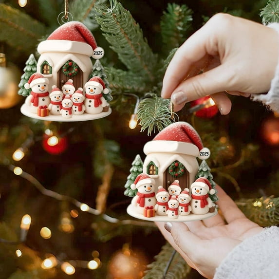 Horivan 2 Packs Acrylic Christmas Tree Ornaments Glitter Hanging Decor for Home Holiday Party Gifts Car Mirror Festive Decorations