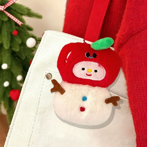 Horivan 2 Packs Christmas Plush Keychain Ornament Soft Stuffed Toy Bag Charm for Holiday Decorations Stocking Stuffers Gifts